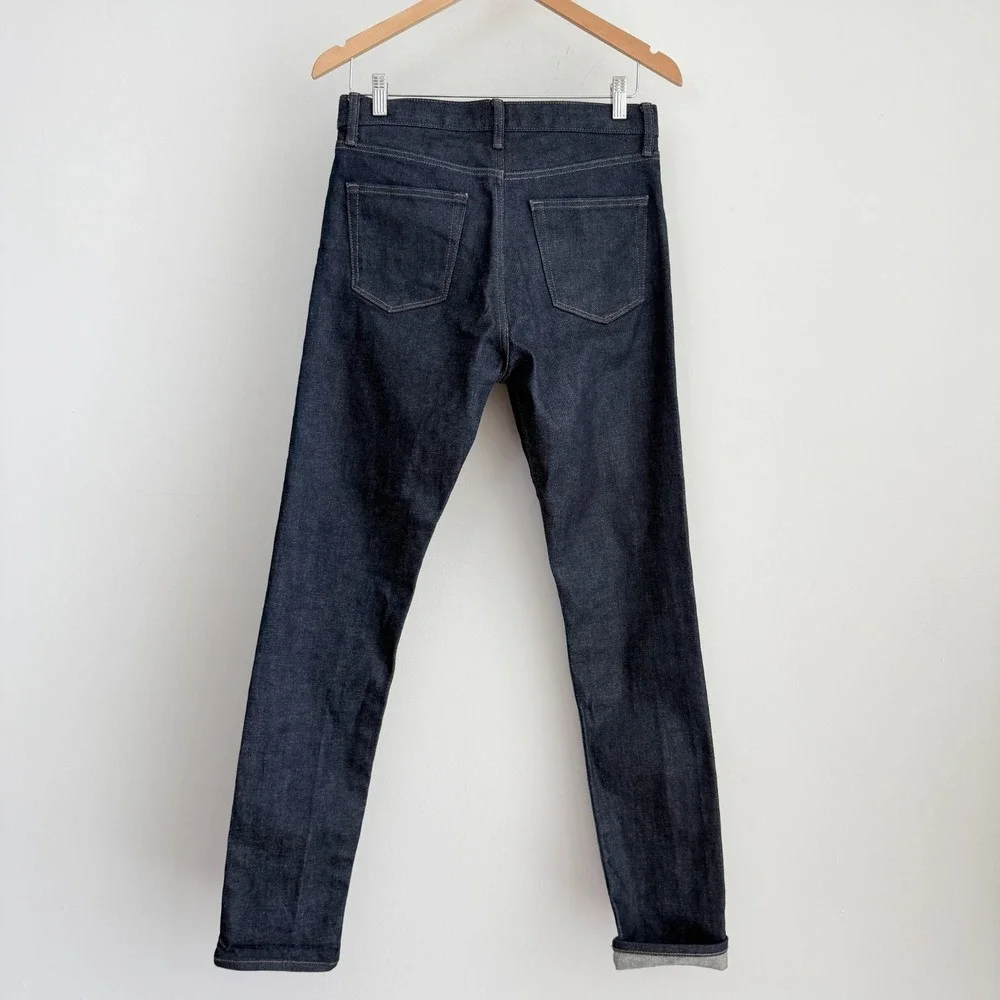 Uniqlo Jeans Mens 30x34 Selvedge Denim Slim Straight Stretch Dark Wash Kaihara